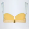 Top de bikini balconette con aros de Vallibona en cuadros vichy amarillos