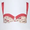 Top de bikini balconette con aros Vallibona en estampado floral rojo