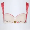 Top de bikini balconette con aros Vallibona en estampado floral rojo
