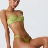 Braguitas de bikini cheeky con tirantes anchos y adornos Sunray en verde pera
