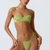 Braguitas de bikini cheeky con tirantes anchos y adornos Sunray en verde pera