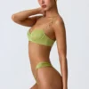 Braguitas de bikini cheeky con tirantes anchos y adornos Sunray en verde pera