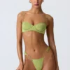 Braguitas de bikini cheeky con tirantes anchos y adornos Sunray en verde pera