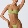 Braguitas de bikini cheeky con tirantes anchos y adornos Sunray en verde pera