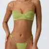 Braguitas de bikini cheeky con tirantes anchos y adornos Sunray en verde pera
