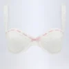 Top de bikini balconette con aros y bordado inglés Ravello en blanco