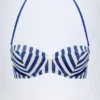 Top de bikini balconette con aros y cuello halter Ascona con rayas azul marino