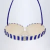 Top de bikini balconette con aros y cuello halter Ascona con rayas azul marino