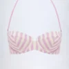 Top de bikini balconette con aros y cuello halter Ascona en rayas malva