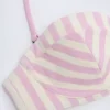 Top de bikini balconette con aros y cuello halter Ascona en rayas malva