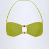 Top de bikini bandeau con adornos de abalorios Manava en verde oliva