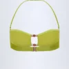Top de bikini bandeau con adornos de abalorios Manava en verde oliva