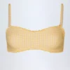 Top de bikini bandeau con volantes Portbou en cuadros amarillos