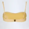Top de bikini bandeau con volantes Portbou en cuadros amarillos