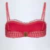 Top de bikini bandeau con volantes Portbou en cuadros rojos