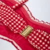 Top de bikini bandeau con volantes Portbou en cuadros rojos