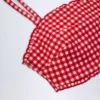 Top de bikini bandeau con volantes Portbou en cuadros rojos