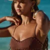 Top de bikini bandeau Pasyon en marrón chocolate