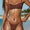 Braguitas de bikini tanga con cordón Polynesia en marrón chocolate