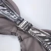 Top de bikini con aros Aluna en color plateado