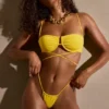 Top de bikini con aros y tirantes múltiples Positano en amarillo dorado