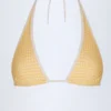 Top de bikini con cuello halter Morella en cuadros amarillos