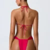 Top de bikini con cuello halter y fruncidos decorados Clearwater en rosa frambuesa