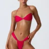 Top de bikini con cuello halter y fruncidos decorados Clearwater en rosa frambuesa