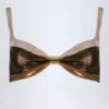 Top de bikini fruncido Palmita en dorado bronce