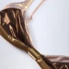 Top de bikini fruncido Palmita en dorado bronce
