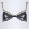 Top de bikini fruncido Palmita en plateado cromado