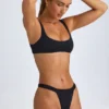 Top de bikini Malibu con cuello redondo en negro