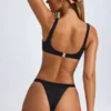 Top de bikini Malibu con cuello redondo en negro