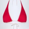 Top de bikini Morella con cuello halter en cuadros rojos