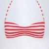 Top de bikini multifuncional Cascais en rayas rojo cereza