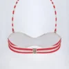 Top de bikini multifuncional Cascais en rayas rojo cereza