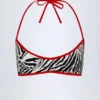 Top de bikini reversible con cuello halter Zuma en estampado de cebra