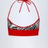 Top de bikini reversible con cuello halter Zuma en estampado de cebra