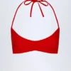 Top de bikini reversible con cuello halter Zuma en estampado de cebra