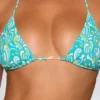 Top de bikini triangular Comino con estampado multicolor azul