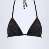 Top de bikini triangular Comoros con detalles en negro