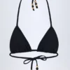Top de bikini triangular Comoros con detalles en negro