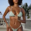 Braguitas de bikini cheeky con lazos laterales de Crinkle Swim en color salvia