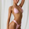 Top de bikini triangular de tirantes dobles Tropics en rosa suave