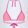 Top de bikini triangular Paita con estampado de orquídeas rosas