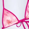 Top de bikini triangular Paita con estampado de orquídeas rosas