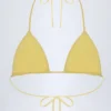 Top de bikini triangular Recife con bordado inglés en amarillo limón