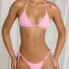 Top de bikini triangular Zayana en rosa algodón de azúcar