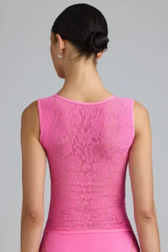 Top de cuello alto con cordones y adornos Gracie en rosa chicle