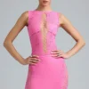 Top de cuello alto con cordones y adornos Gracie en rosa chicle